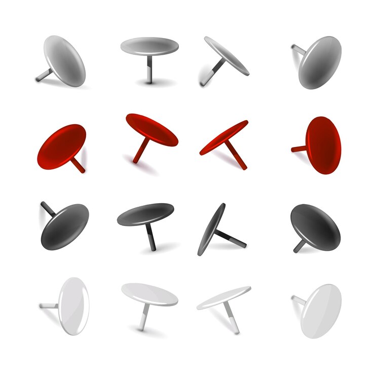 Gratis Vector realistische vector icoon collectie papieren pinnen in verschillende kleuren