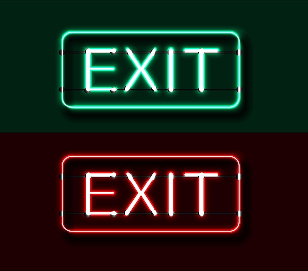 realistische vector illustratie banner Exit teken in rode en groene achtergrond
