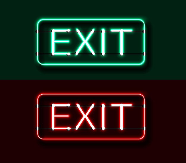 realistische vector illustratie banner Exit teken in rode en groene achtergrond
