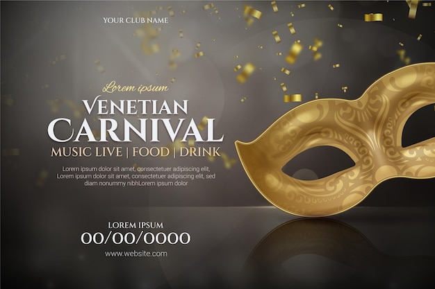 Realistische venetiaanse carnaval banner