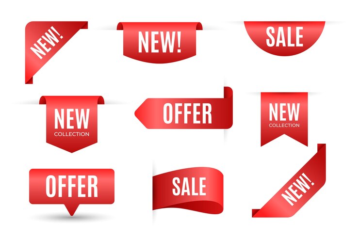 Gratis Vector realistische verkooplabelcollectie