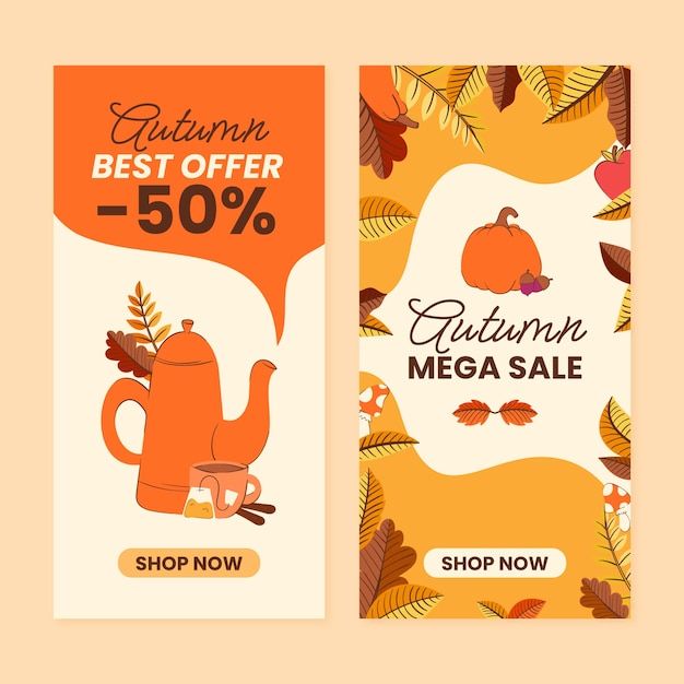 Gratis vector realistische verticale banners voor herfstfeest