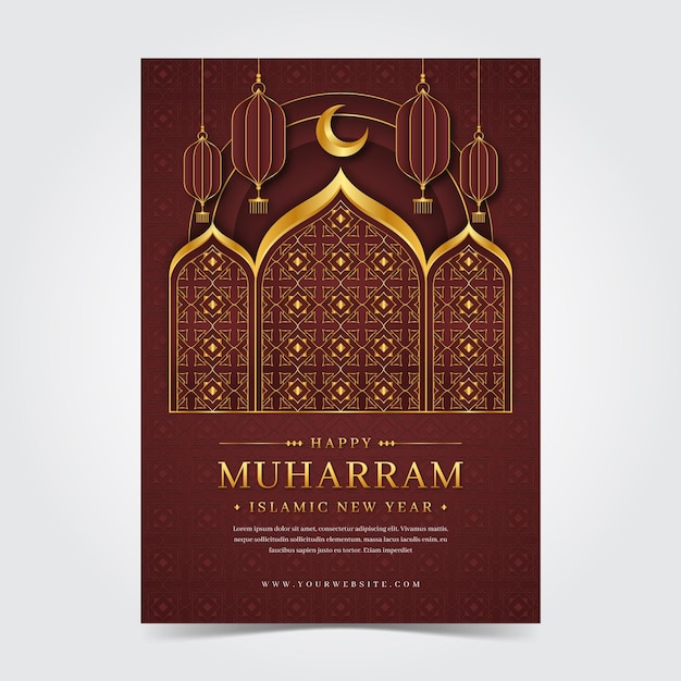 Realistische verticale muharram-postersjabloon