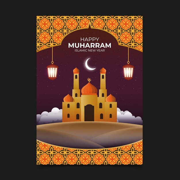 Realistische verticale muharram-postersjabloon