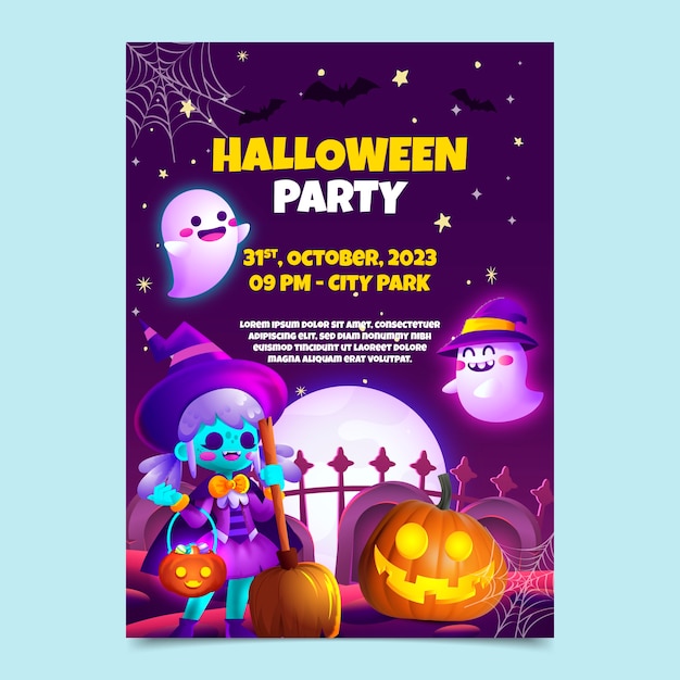 Gratis vector realistische verticale poster sjabloon voor halloween viering