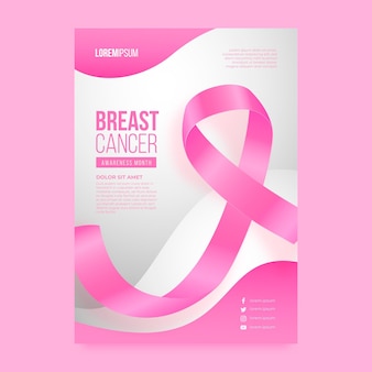 Realistische verticale postersjabloon voor borstkankerbewustzijnsmaand
