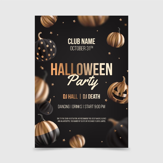 Realistische verticale postersjabloon voor halloween-feest