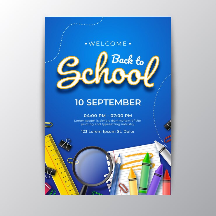 Gratis Vector realistische verticale postersjabloon voor terug naar school