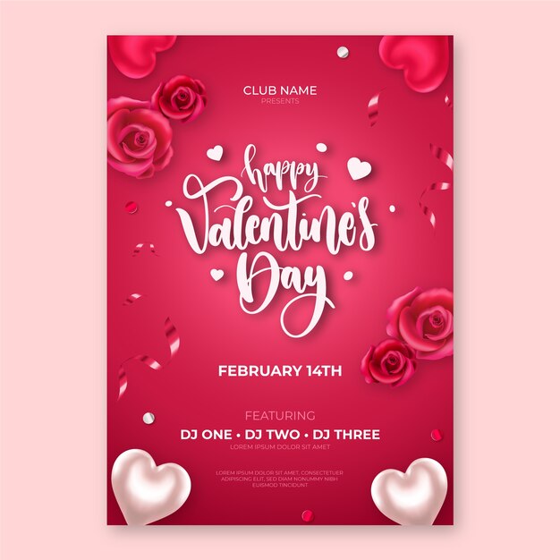 Realistische verticale postersjabloon voor Valentijnsdag