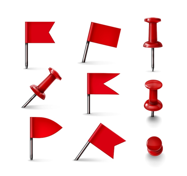 Gratis Vector realistische verzameling punaisepinnen