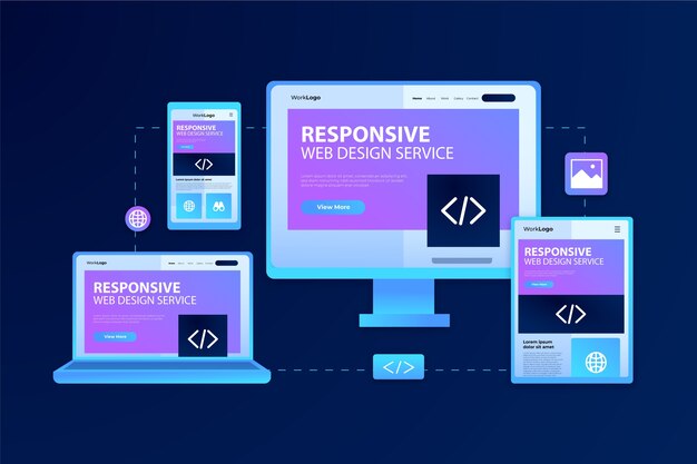 Realistische verzameling responsieve website-ontwerpen