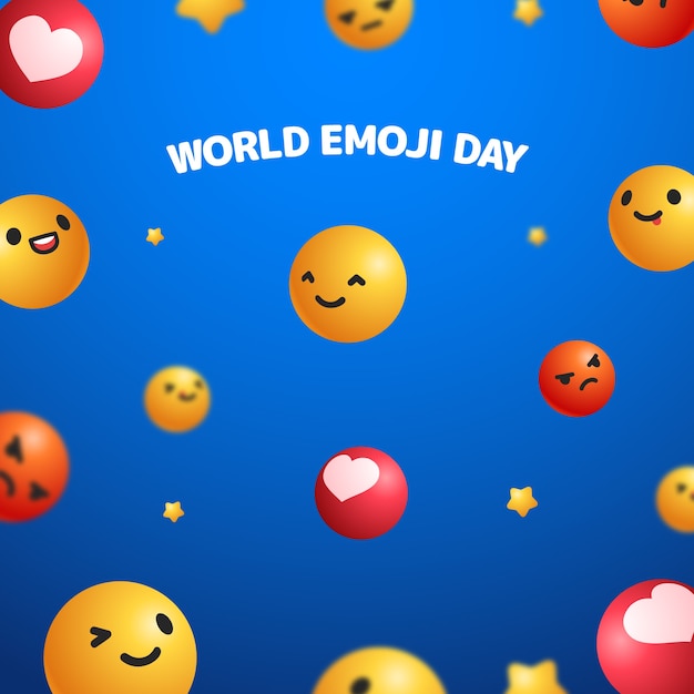 Gratis vector realistische viering wereld emoji dag achtergrond