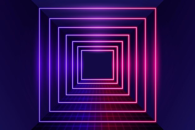 Realistische vierkanten neonlichten achtergrond