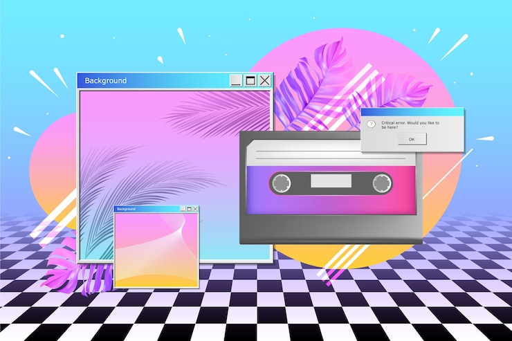 Gratis Vector realistische vintage vaporwave achtergrond