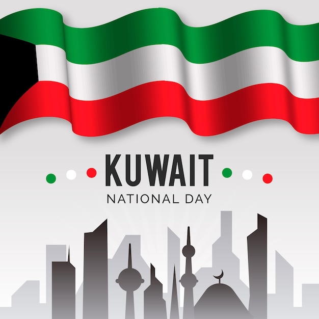 Realistische vlag van Koeweit nationale dag