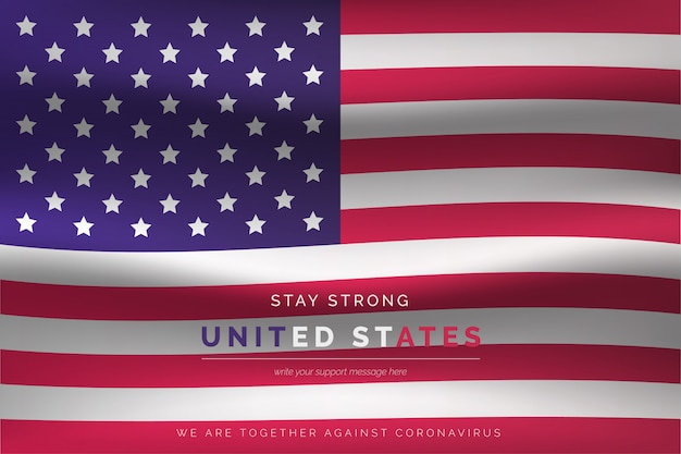 Realistische vlag van Verenigde Staten met ondersteuningsbericht