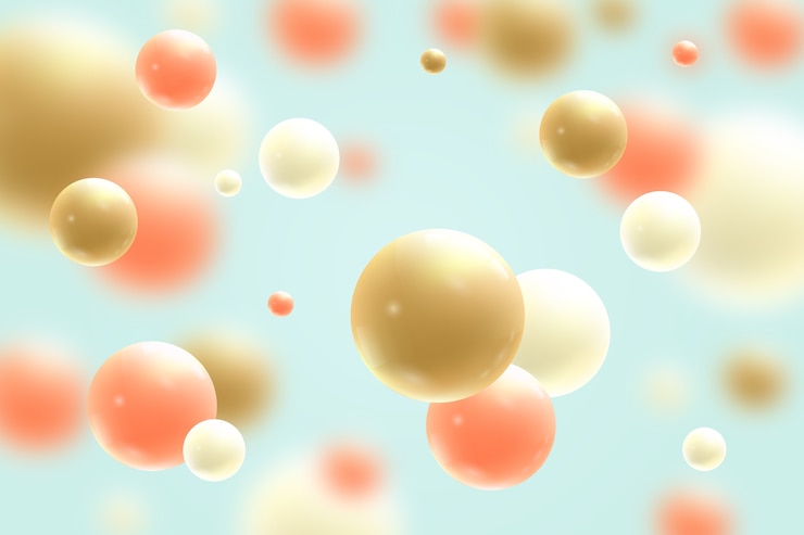 Gratis Vector realistische vloeiende glanzende ballen achtergrond