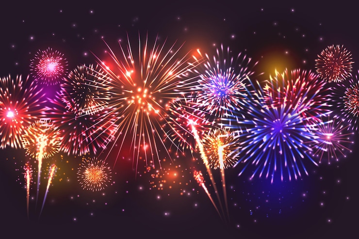 Gratis Vector realistische vuurwerk grens illustratie