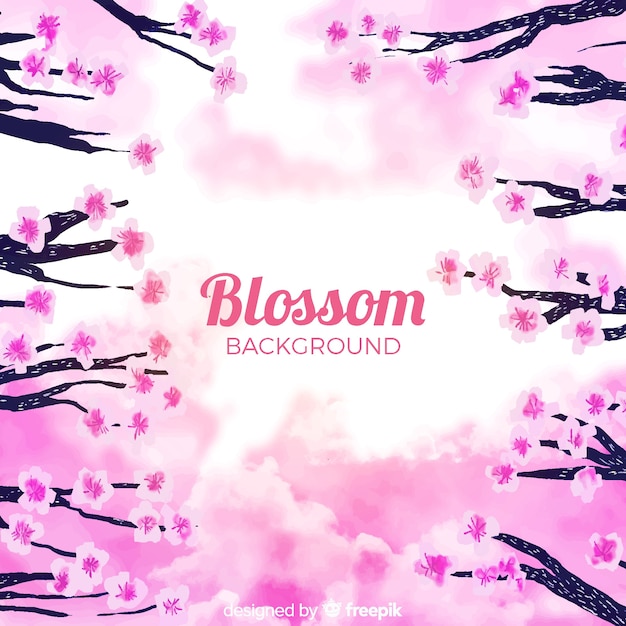 Gratis vector realistische wazig cherry blossom achtergrond