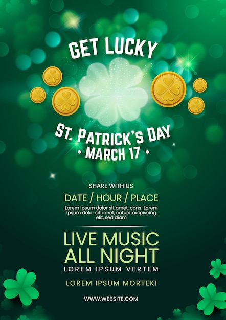 Realistische wazig st. patrick's day poster sjabloon