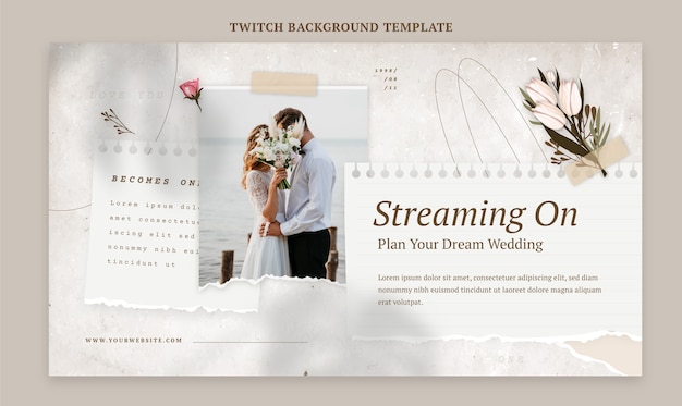 Gratis vector realistische weddingplanner-twitch-achtergrond