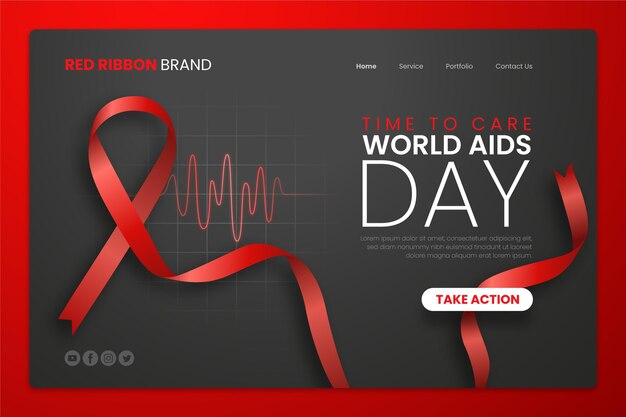 Realistische wereld aids-dag bestemmingspagina sjabloon