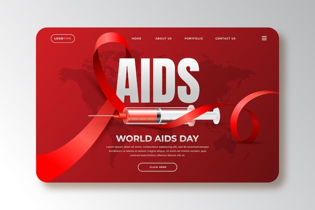 Realistische wereld aids-dag bestemmingspagina sjabloon