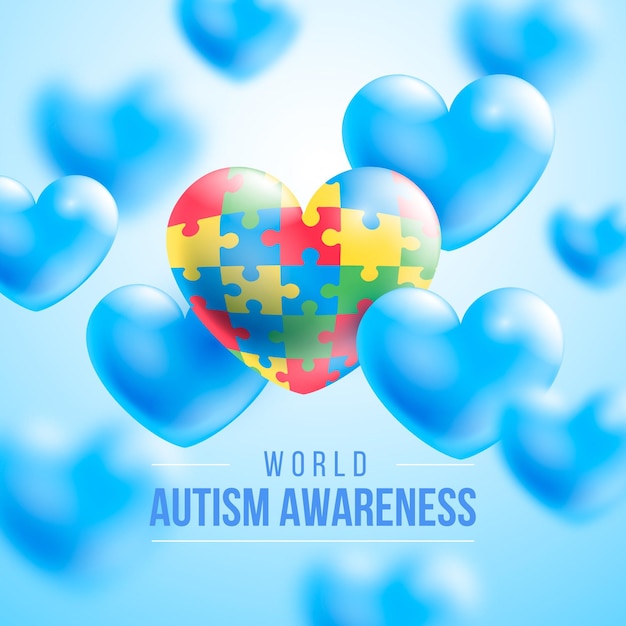 Realistische wereld autisme dag bewustzijn illustratie