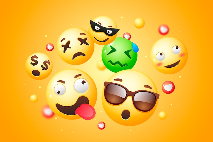 Gratis Vector realistische wereld emoji dag achtergrond met emoticons