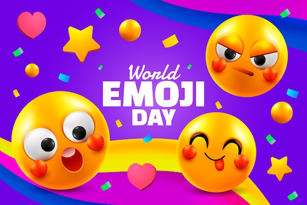 Realistische wereld emoji dag achtergrond