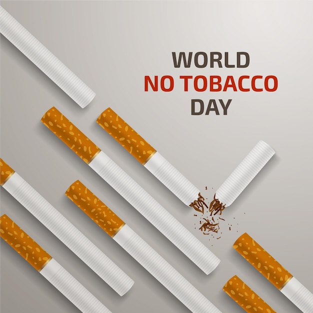 Gratis vector realistische wereld zonder tabaksdag illustratie