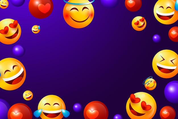 Realistische wereldemoji-dagachtergrond met emoticons