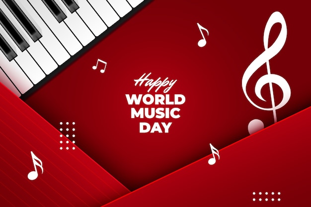 Gratis vector realistische wereldmuziekdagachtergrond met piano