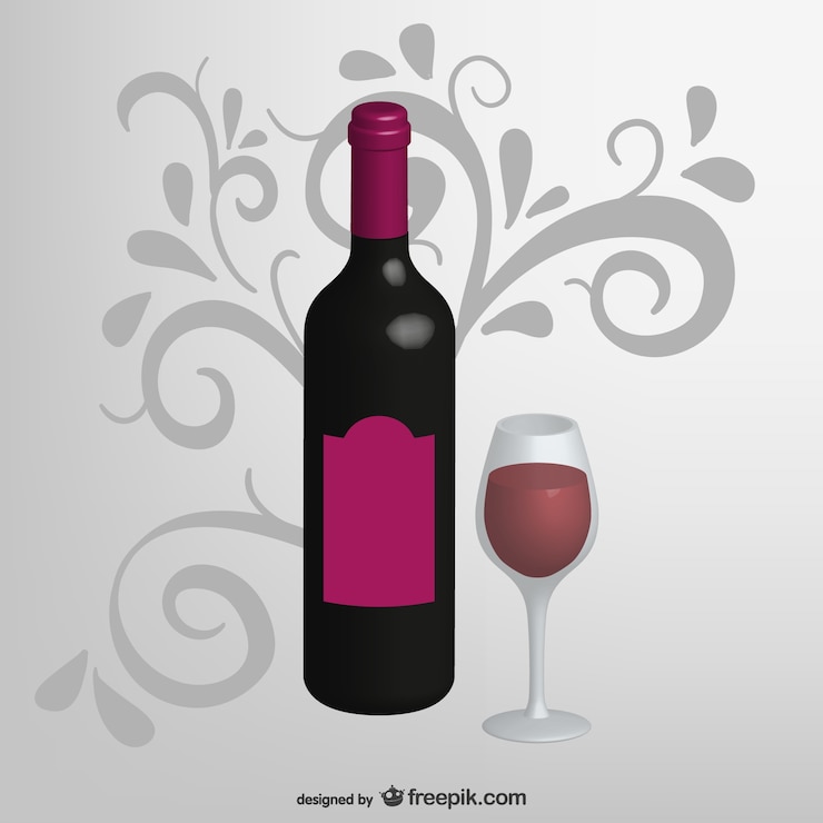 Gratis Vector realistische wijn fles en beker