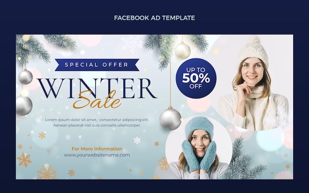 Gratis vector realistische winter social media promo sjabloon