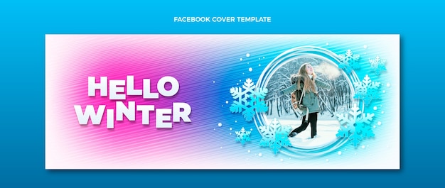 Gratis vector realistische winter sociale media voorbladsjabloon