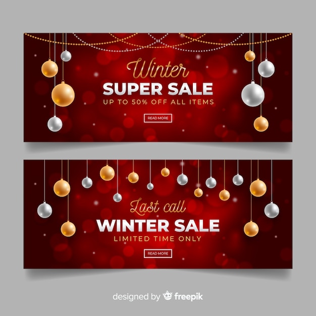 Realistische winter verkoop banners