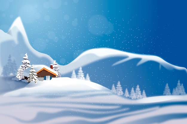 Gratis vector realistische winterseizoenachtergrond