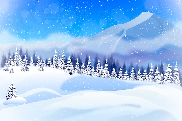 Gratis vector realistische winterseizoenachtergrond