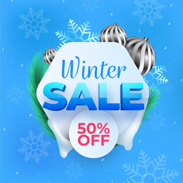 Realistische winteruitverkoop met speciale korting