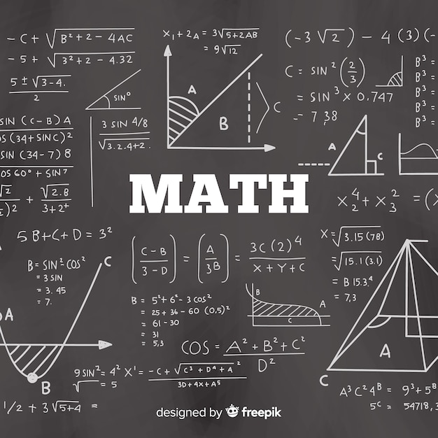 Gratis vector realistische wiskunde schoolbord achtergrond