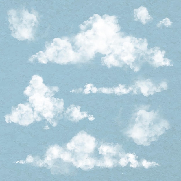 Gratis vector realistische wolk element vector set in blauwe achtergrond