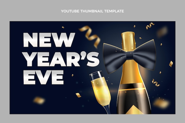 Gratis vector realistische youtube-thumbnail voor het nieuwe jaar