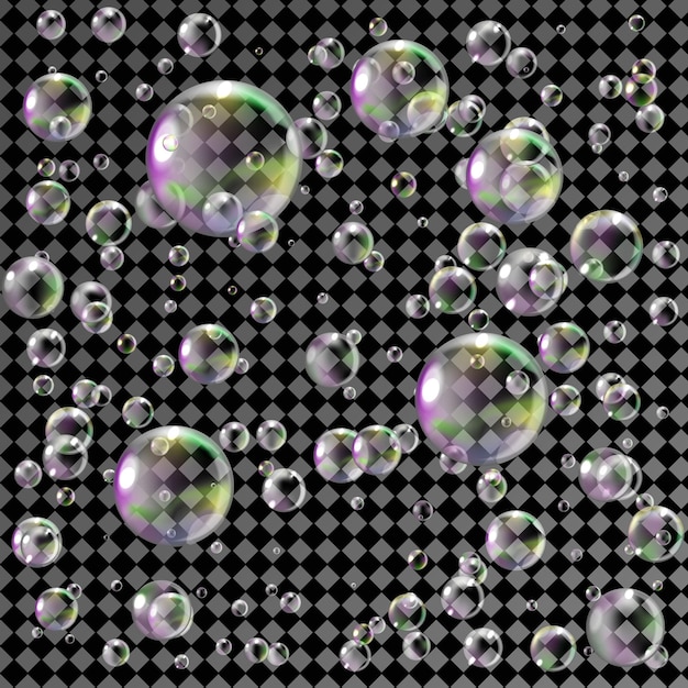 Gratis vector realistische zeepbellen met regenboogreflectie. geïsoleerd op transparante achtergrond. vector.