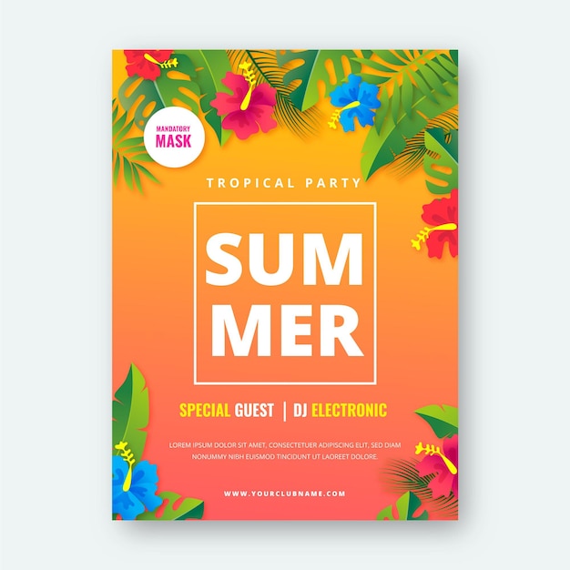 Realistische zomer partij verticale poster sjabloon