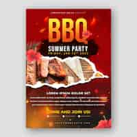 Gratis vector realistische zomerbarbecue-postersjabloon met vlees