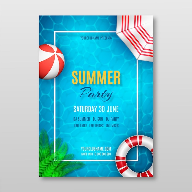Realistische zomerfeest poster sjabloon