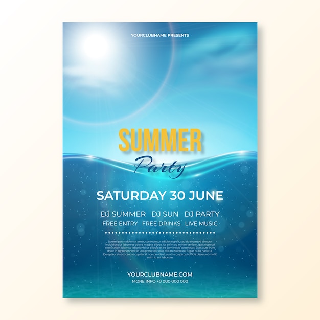 Gratis vector realistische zomerfeest poster