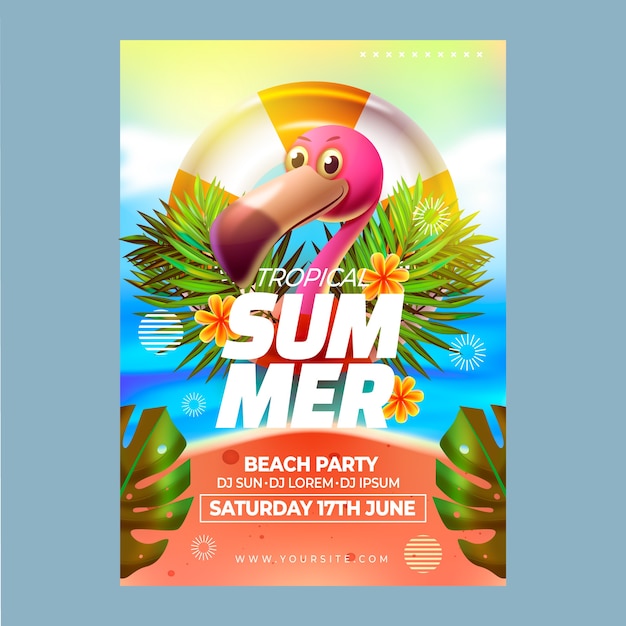 Realistische zomerfeest poster
