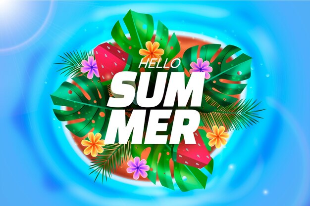Realistische zomerillustratie met monstera-planten